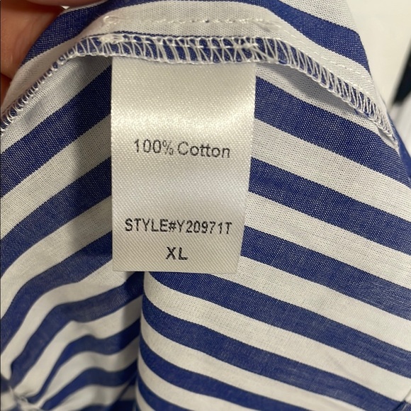 Pomander Place Kenzo Blue and White Striped Poplin Dress Size XL - Picture 9 of 12